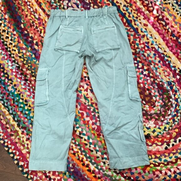 Free People Tahiti Light Blue Cotton Elastic Drawstring Waist Cargo Pants - Picture 6 of 8